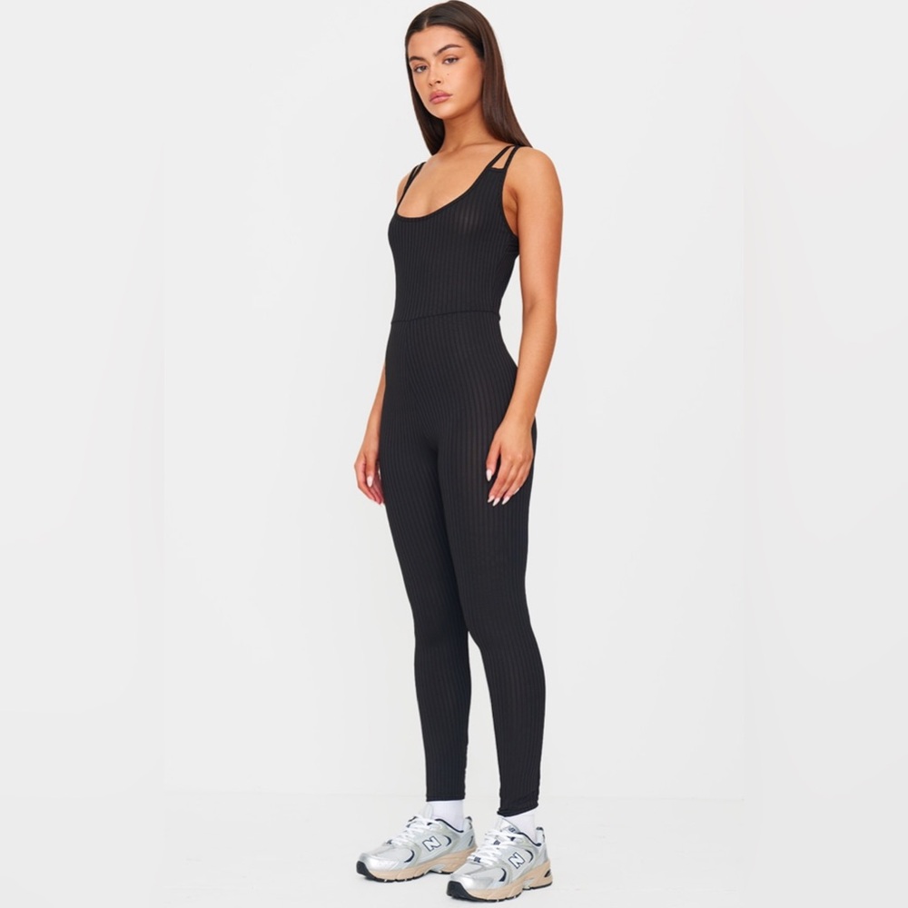 Black Ribbed Jumpsuit